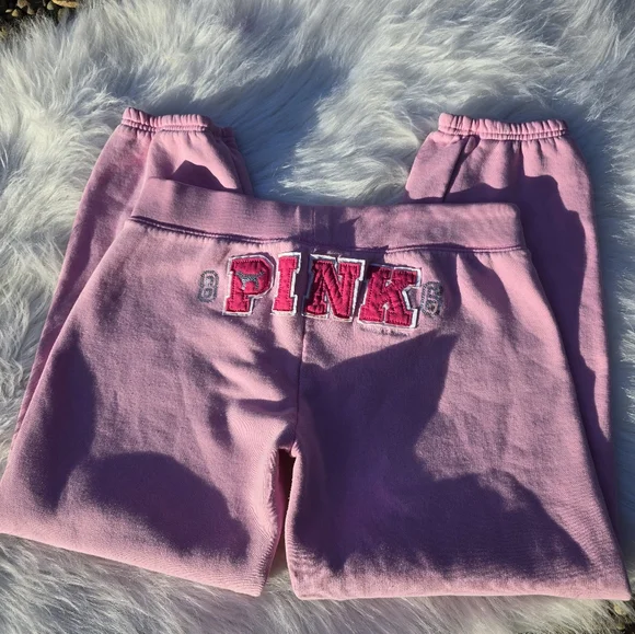 Y2K Victoria's Secret PINK Mcbling Bubblegum Pink Low Rise Jogger Sweatpants - Picture 8 of 9